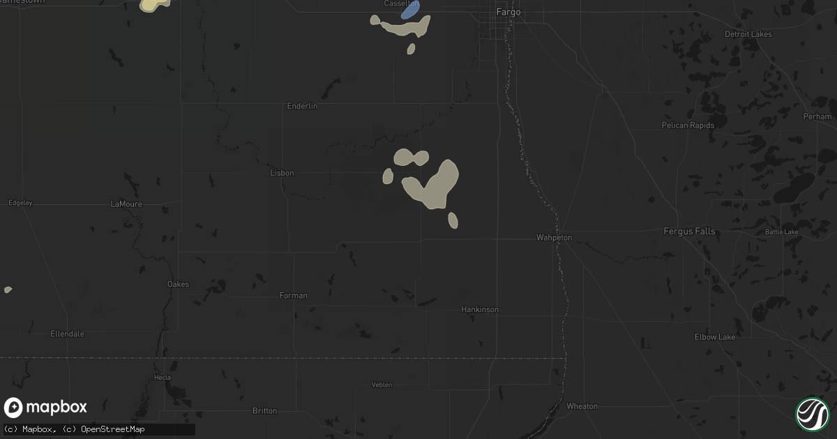 Hail map in Wyndmere, ND on July 30, 2026