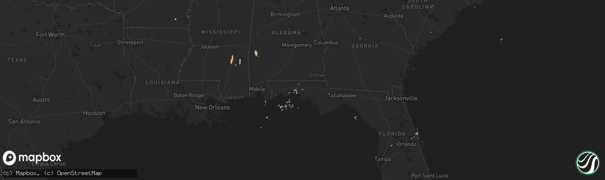 Hail map on July 31, 2012