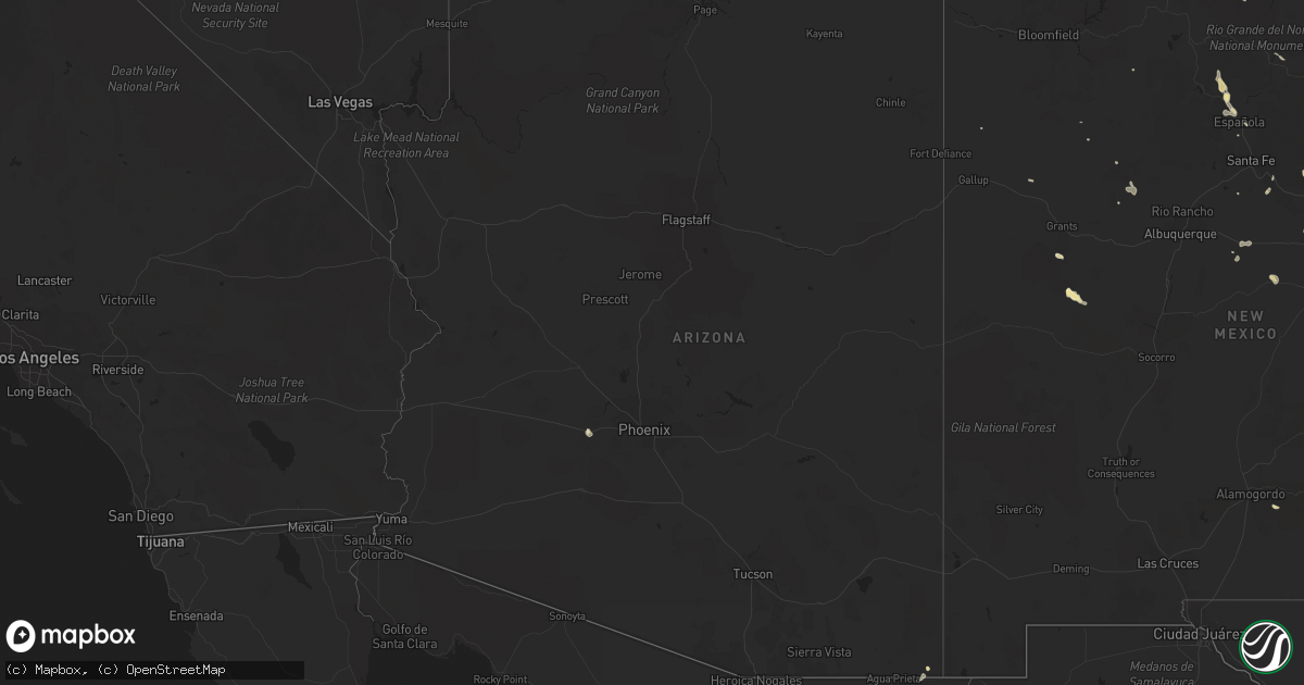 Hail map in Arizona on July 31, 2014