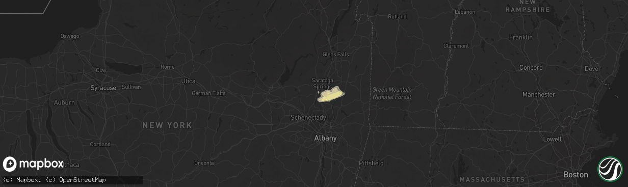 Hail map in Ballston Spa, NY on July 31, 2014