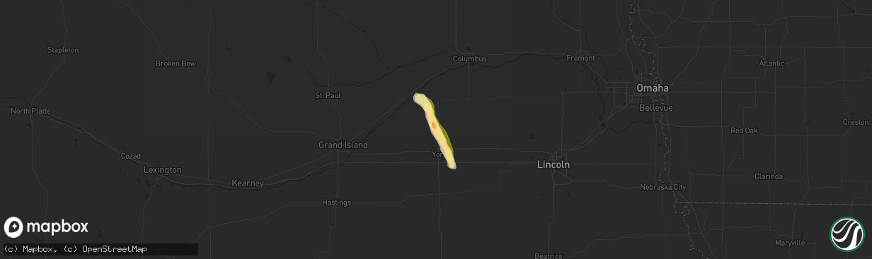 Hail map in Benedict, NE on July 31, 2014