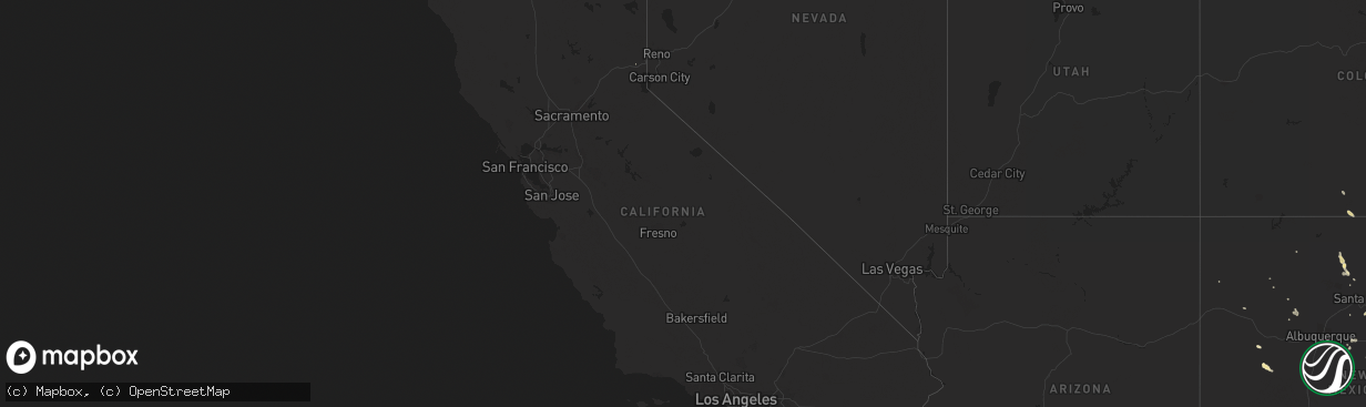 Hail map in California on July 31, 2014