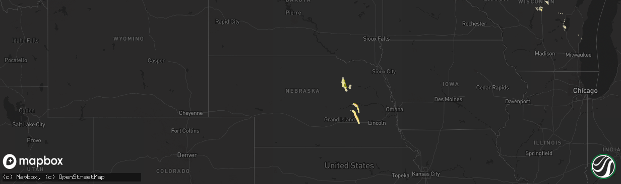 Hail map in Nebraska on July 31, 2014