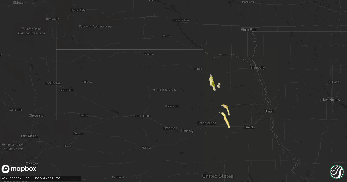 Hail map in Nebraska on July 31, 2014
