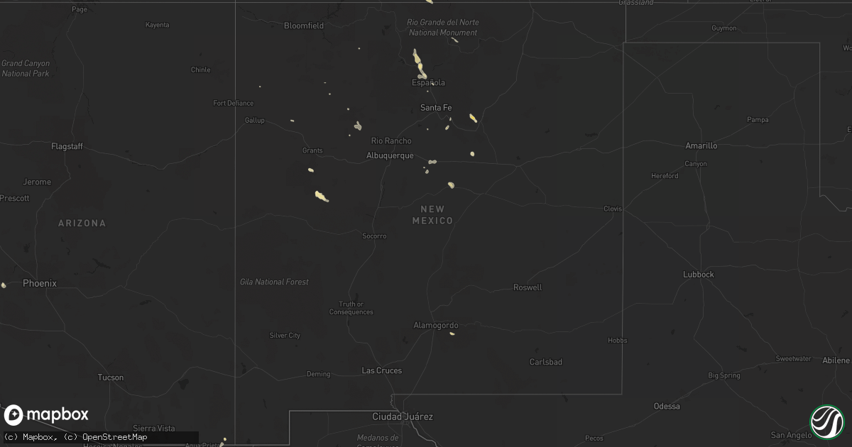Hail map in New Mexico on July 31, 2014