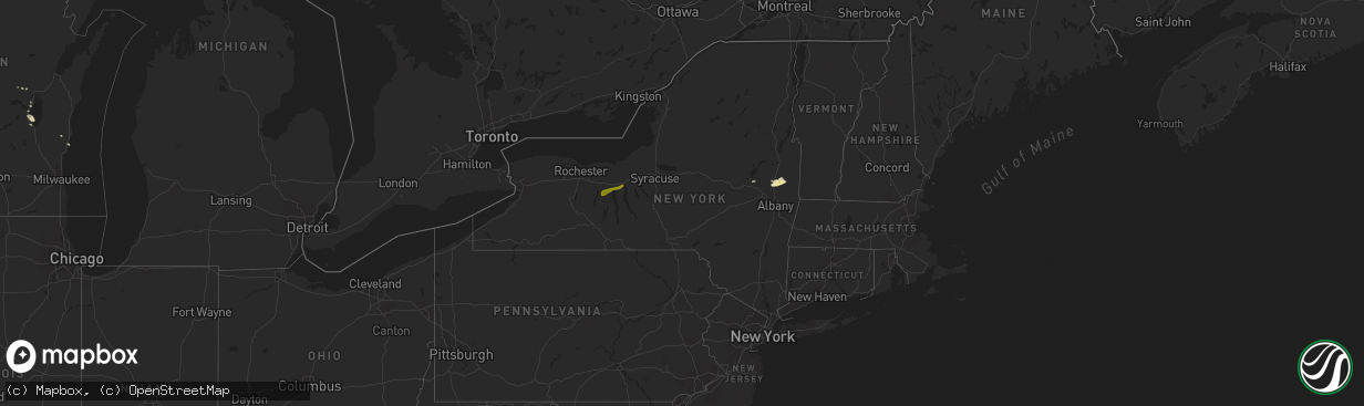 Hail map in New York on July 31, 2014