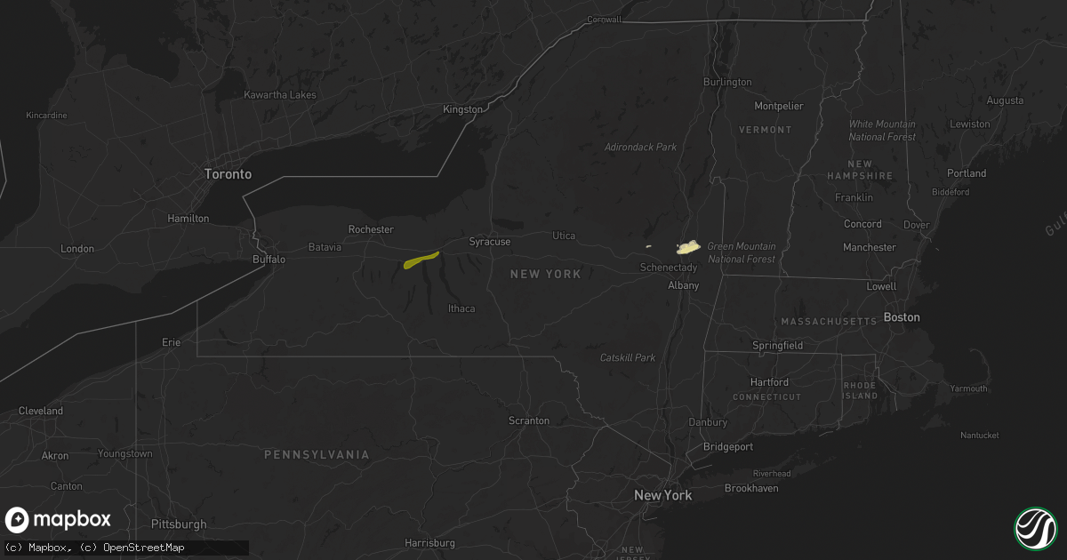 Hail map in New York on July 31, 2014