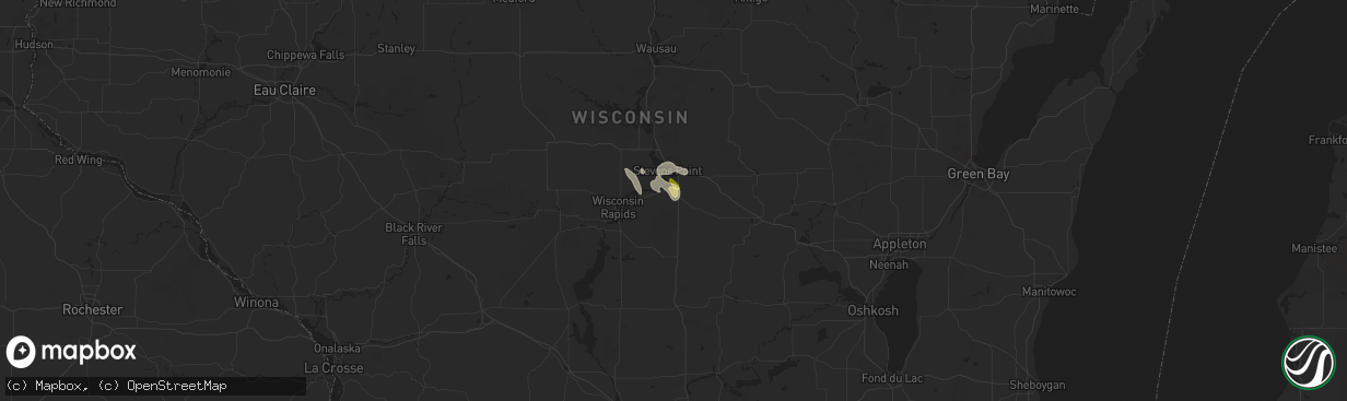 Hail map in Plover, WI on July 31, 2014