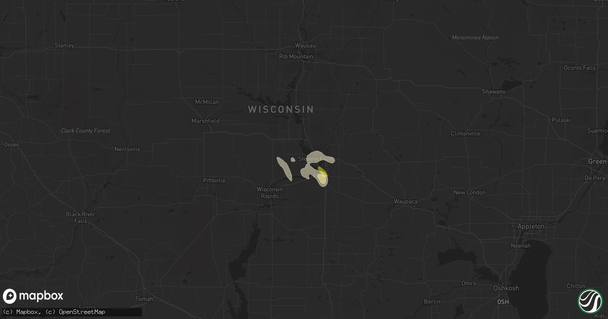 Hail map in Stevens Point, WI on July 31, 2014