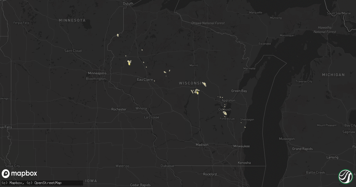 Hail map in Wisconsin on July 31, 2014