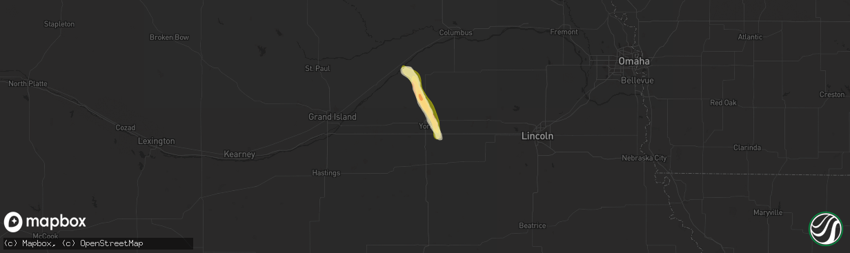 Hail map in York, NE on July 31, 2014