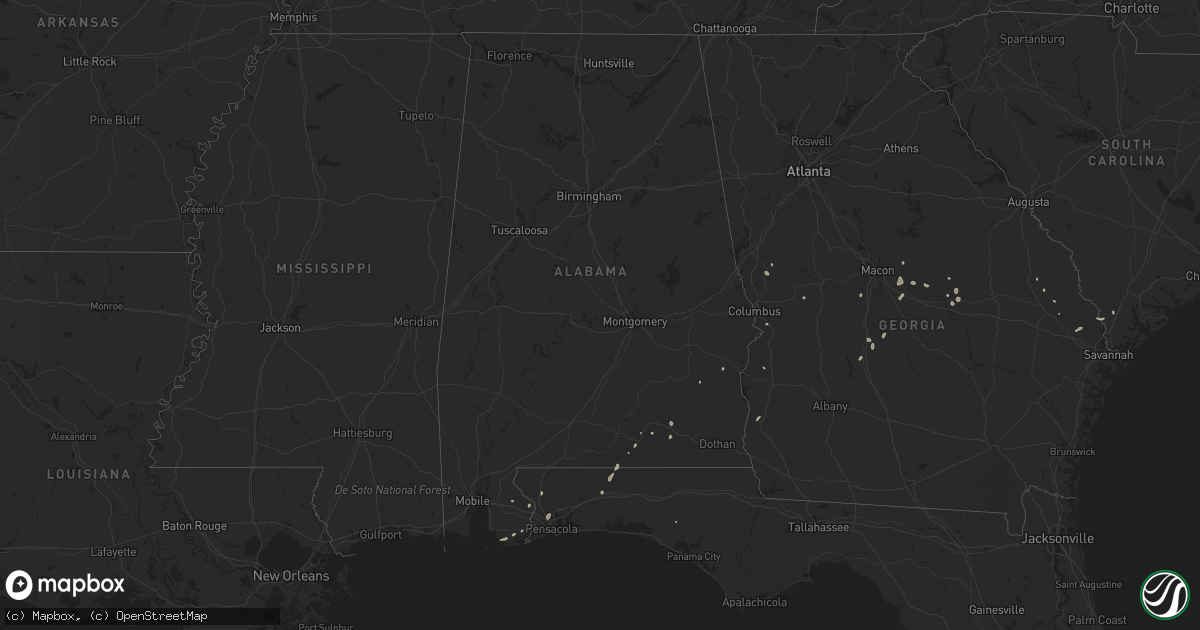 Hail map in Alabama on July 31, 2015