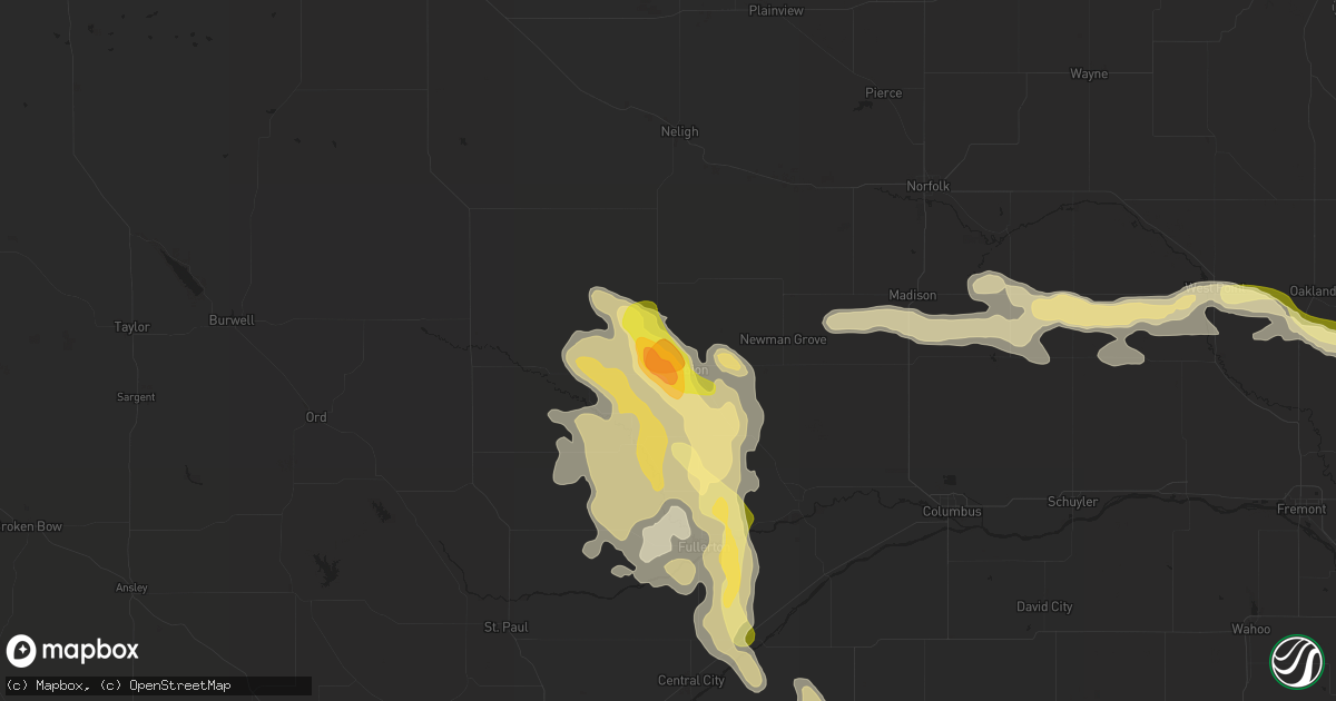Hail map in Albion, NE on July 31, 2015