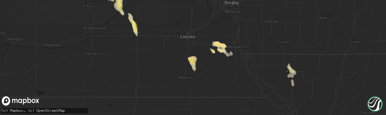 Hail map in Firth, NE on July 31, 2015