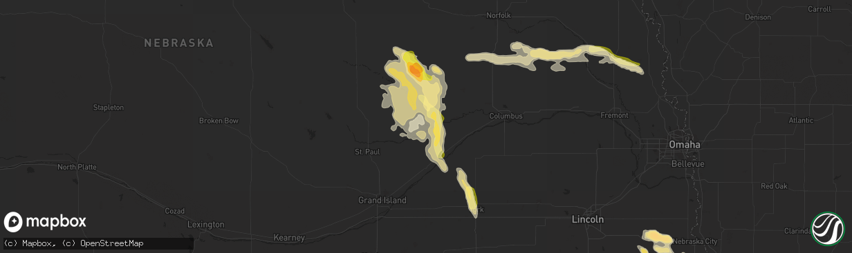 Hail map in Fullerton, NE on July 31, 2015