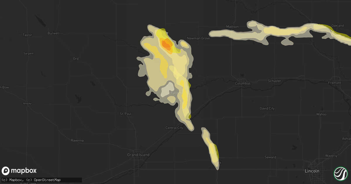 Hail map in Fullerton, NE on July 31, 2015