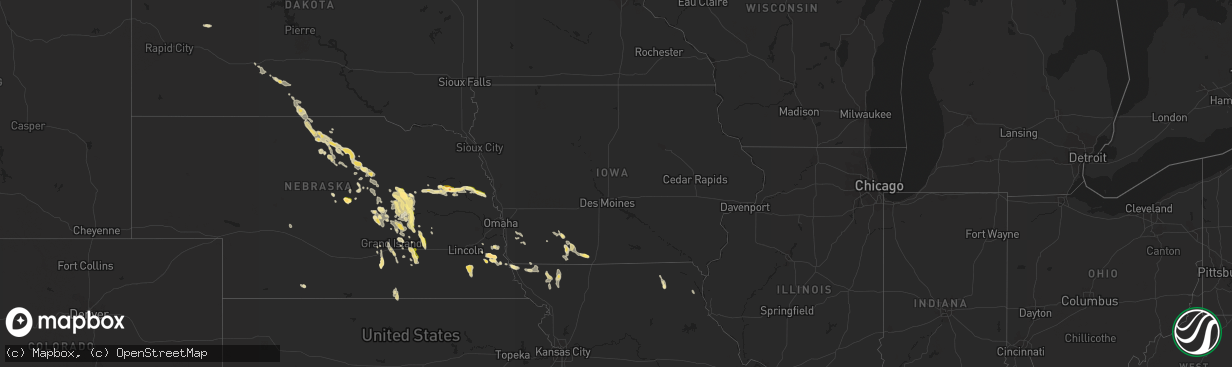 Hail map in Iowa on July 31, 2015