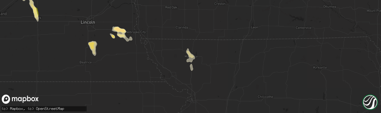 Hail map in Maryville, MO on July 31, 2015