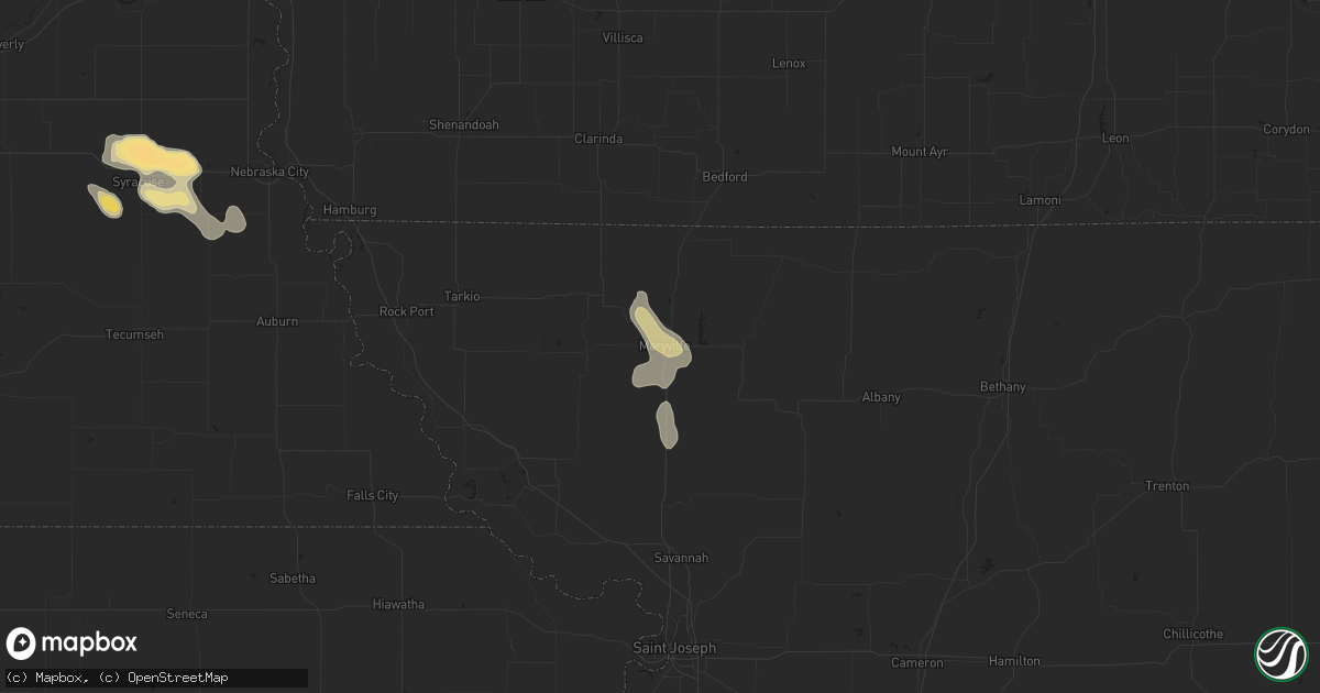 Hail map in Maryville, MO on July 31, 2015
