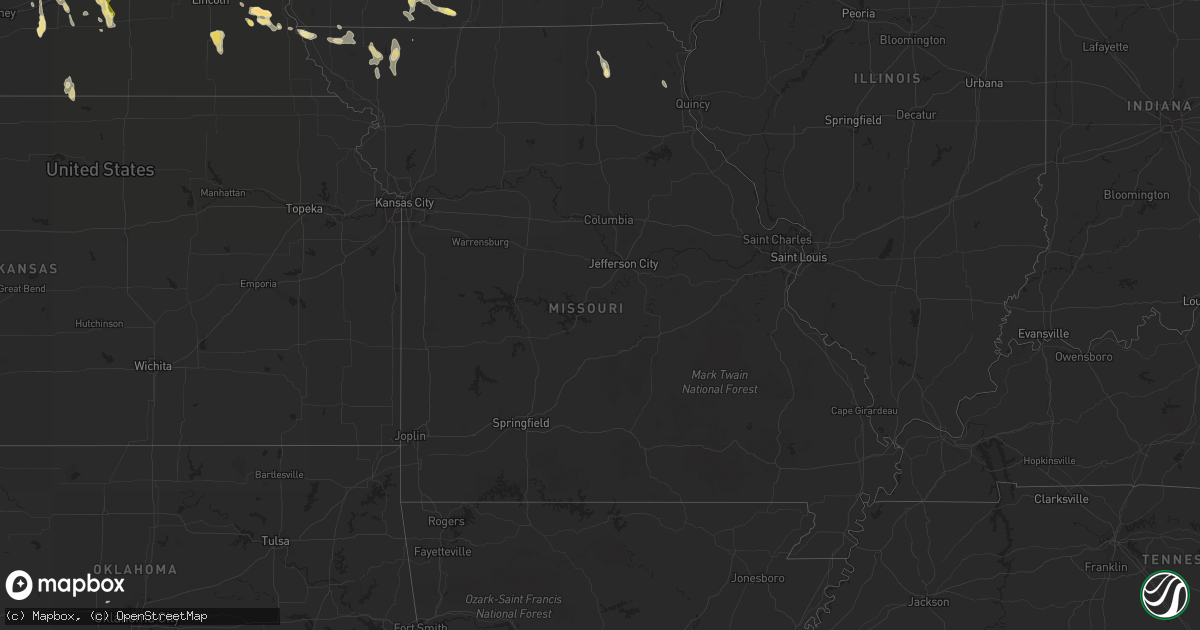 Hail map in Missouri on July 31, 2015