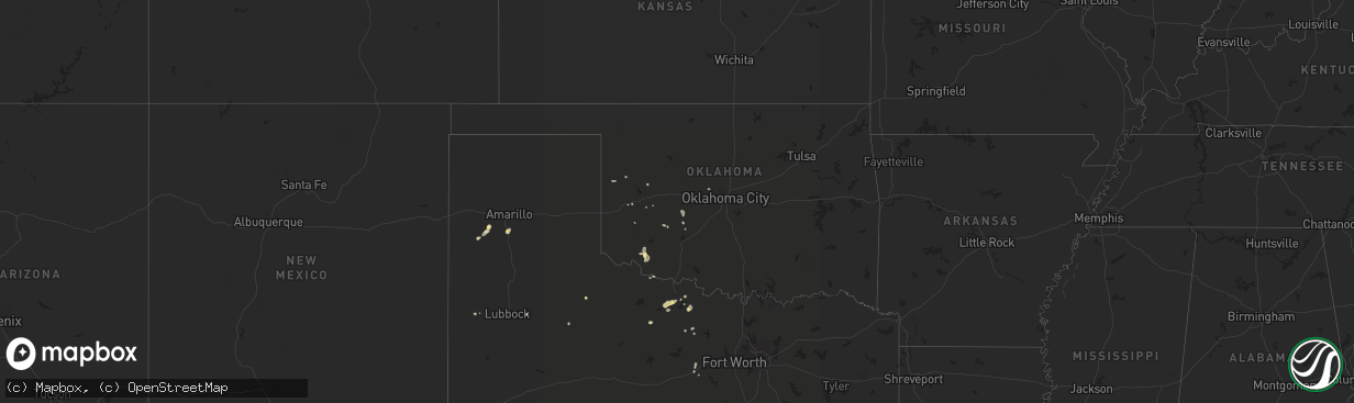 Hail map in Oklahoma on July 31, 2015