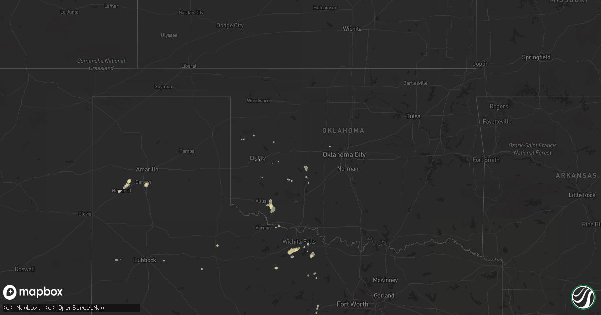 Hail map in Oklahoma on July 31, 2015