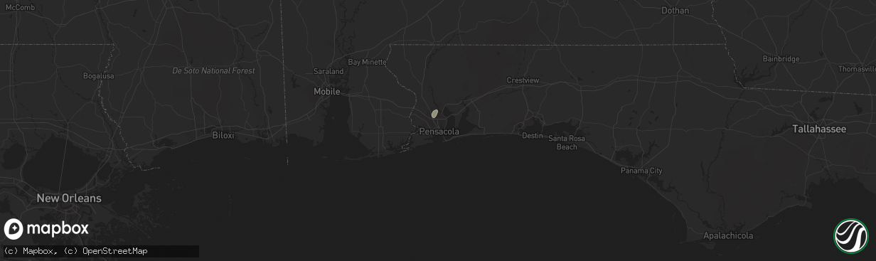 Hail map in Pensacola, FL on July 31, 2015