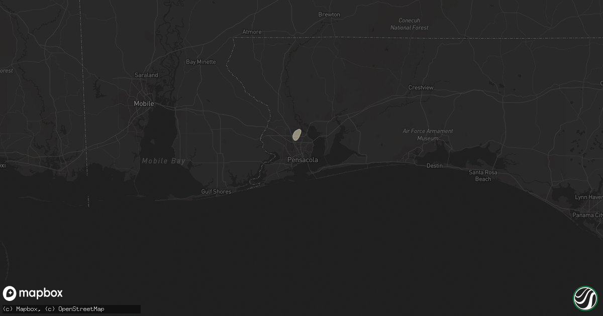 Hail map in Pensacola, FL on July 31, 2015