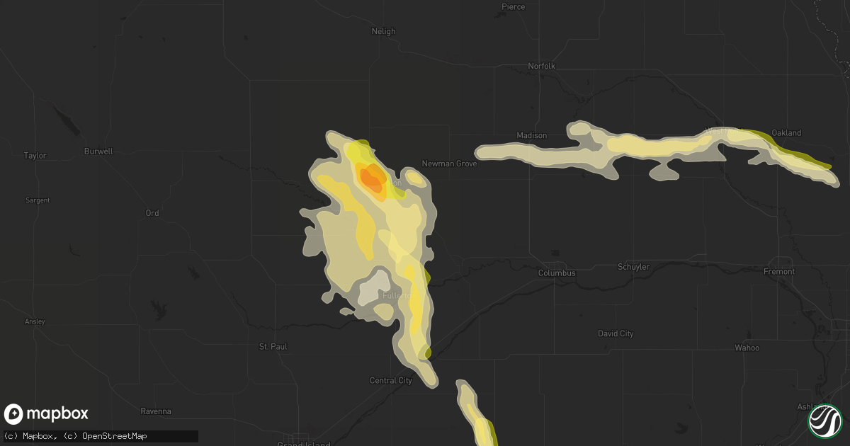 Hail map in Saint Edward, NE on July 31, 2015