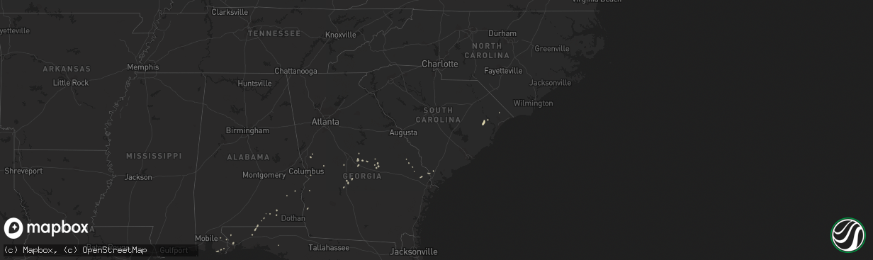 Hail map in South Carolina on July 31, 2015