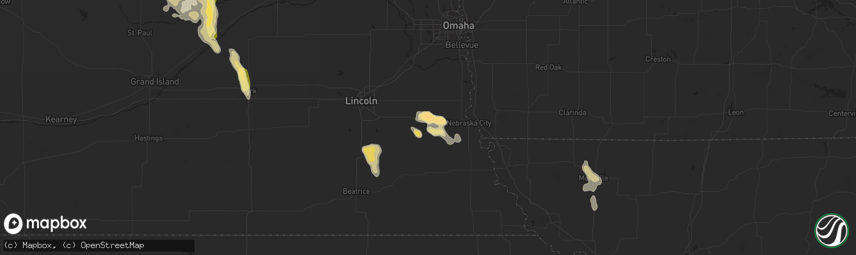 Hail map in Syracuse, NE on July 31, 2015