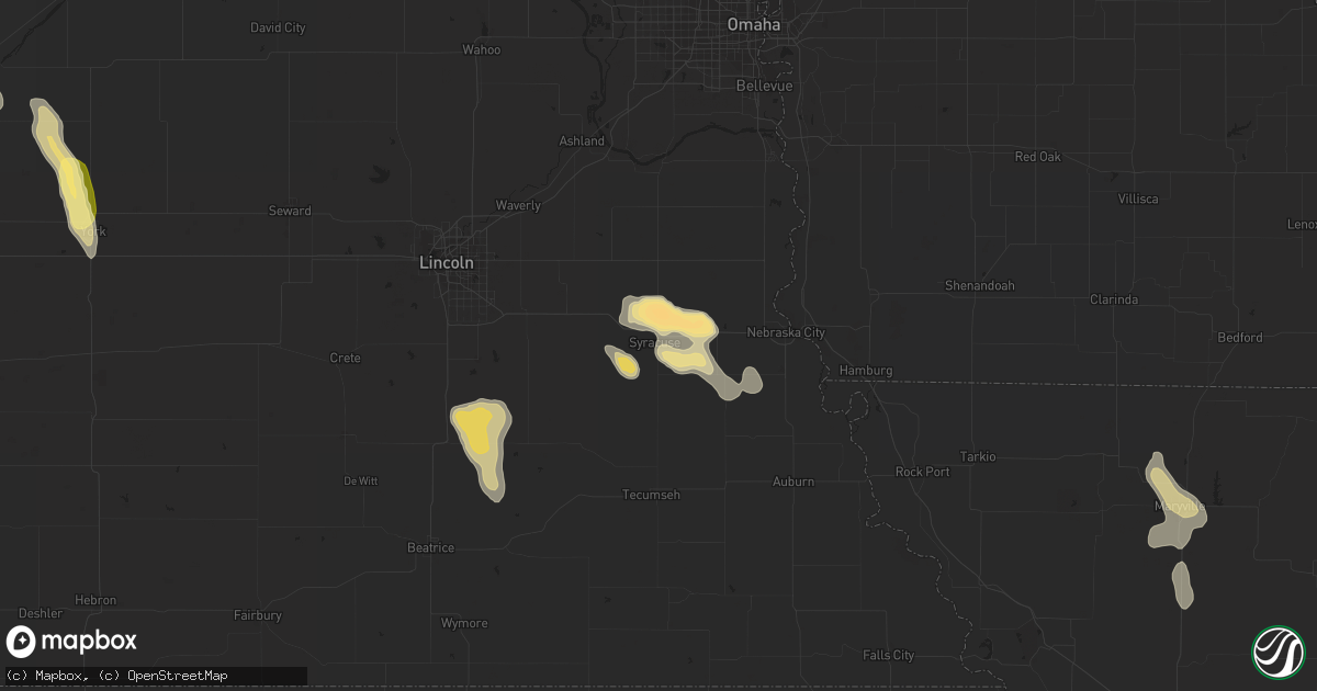 Hail map in Syracuse, NE on July 31, 2015