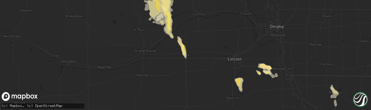 Hail map in York, NE on July 31, 2015