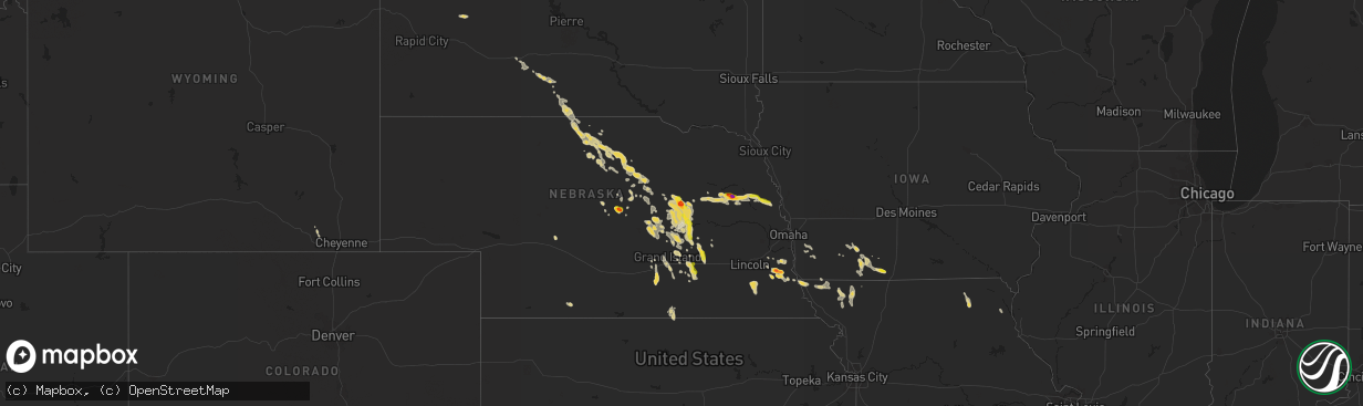 Hail map on July 31, 2015