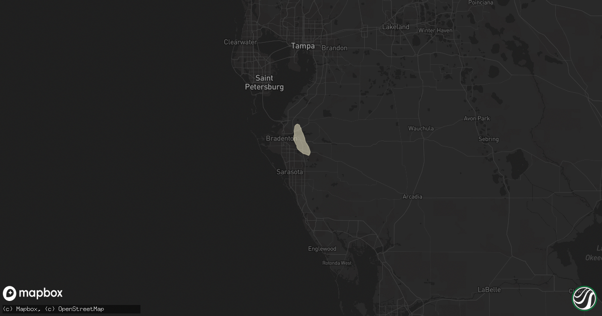 Hail map in Bradenton, FL on July 31, 2016