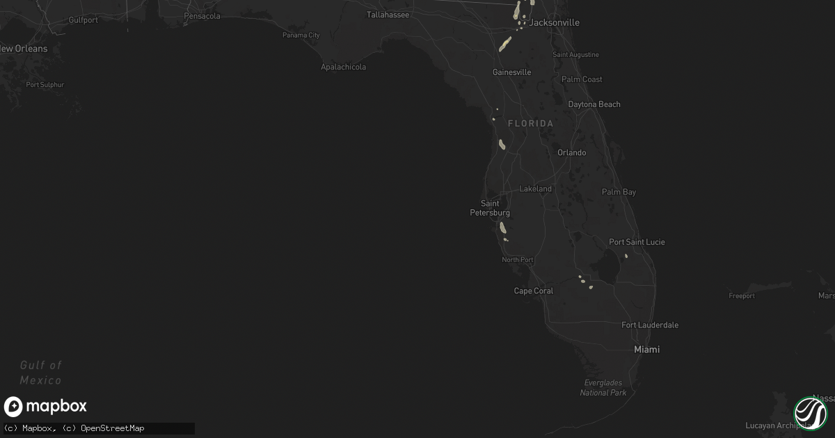 Hail map in Florida on July 31, 2016