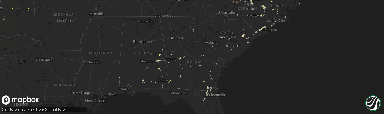 Hail map in Georgia on July 31, 2016