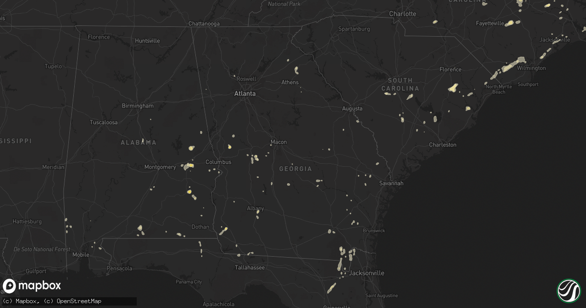 Hail map in Georgia on July 31, 2016