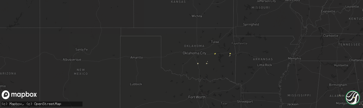 Hail map in Oklahoma on July 31, 2016