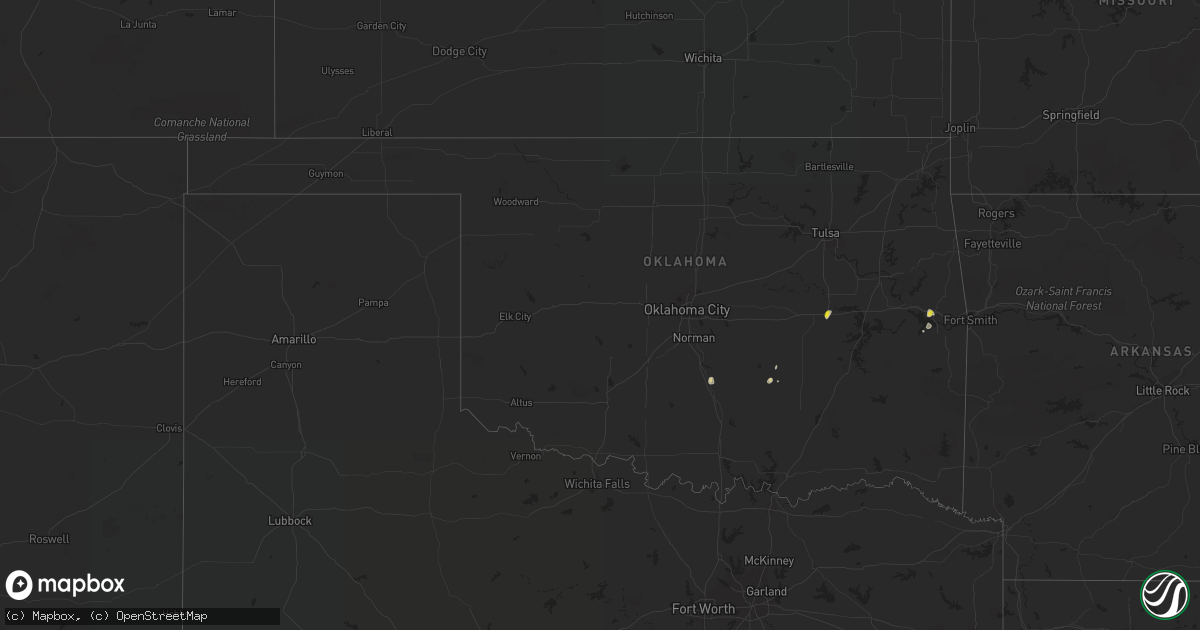 Hail map in Oklahoma on July 31, 2016