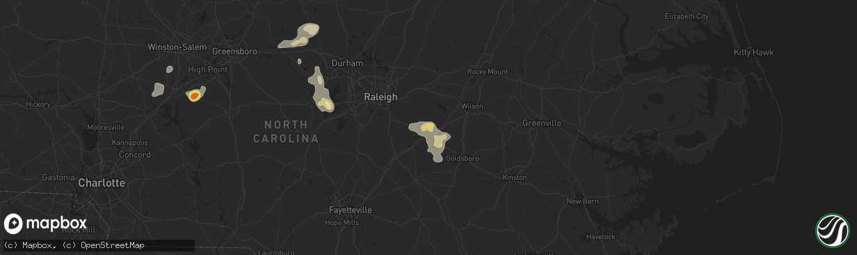 Hail map in Selma, NC on July 31, 2016