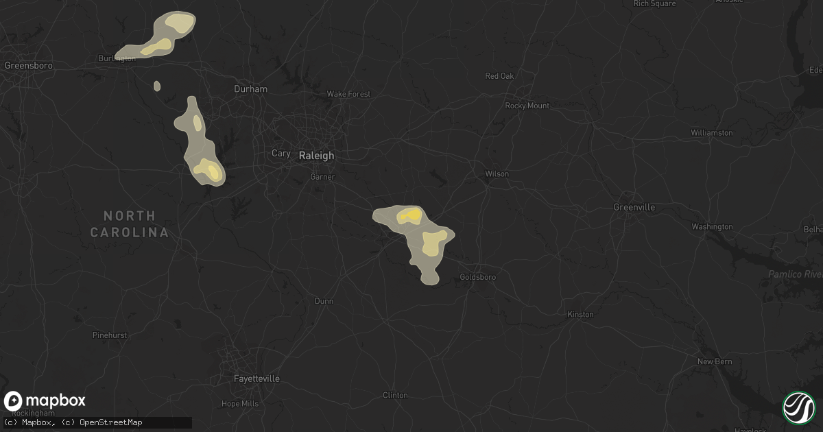 Hail map in Selma, NC on July 31, 2016