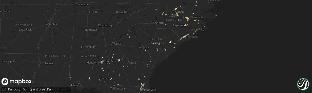 Hail map in South Carolina on July 31, 2016