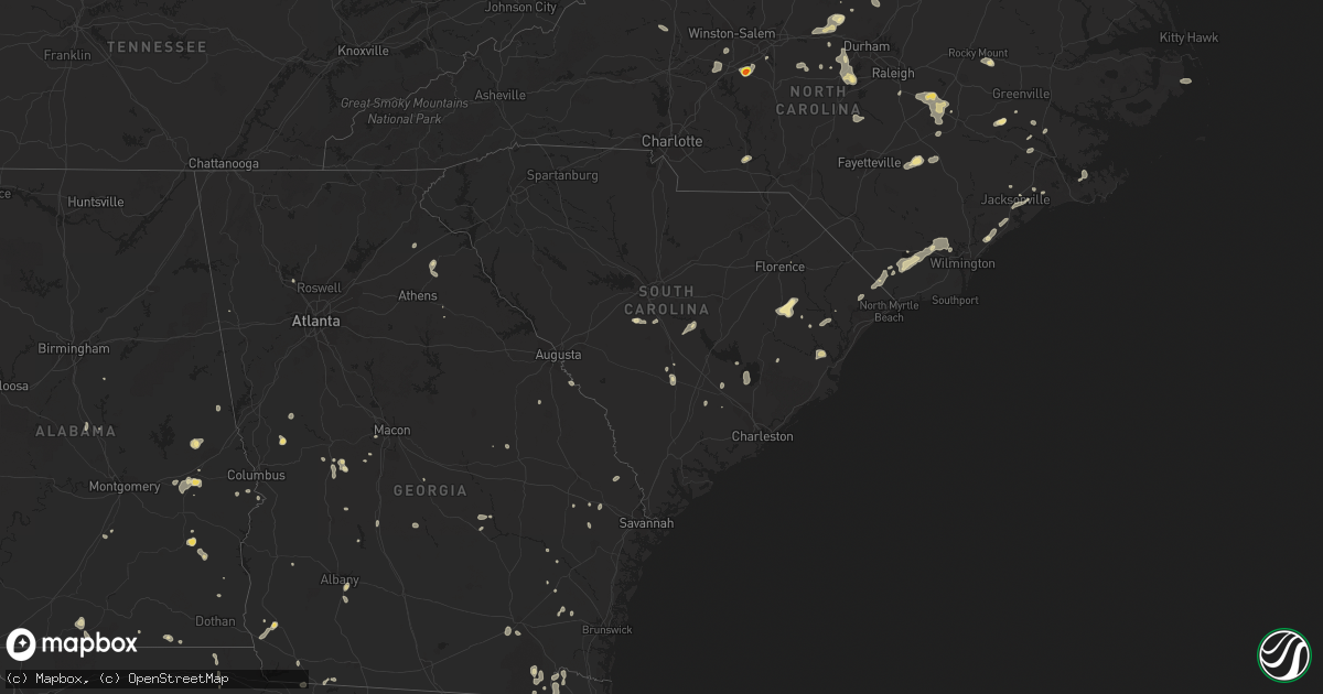 Hail map in South Carolina on July 31, 2016