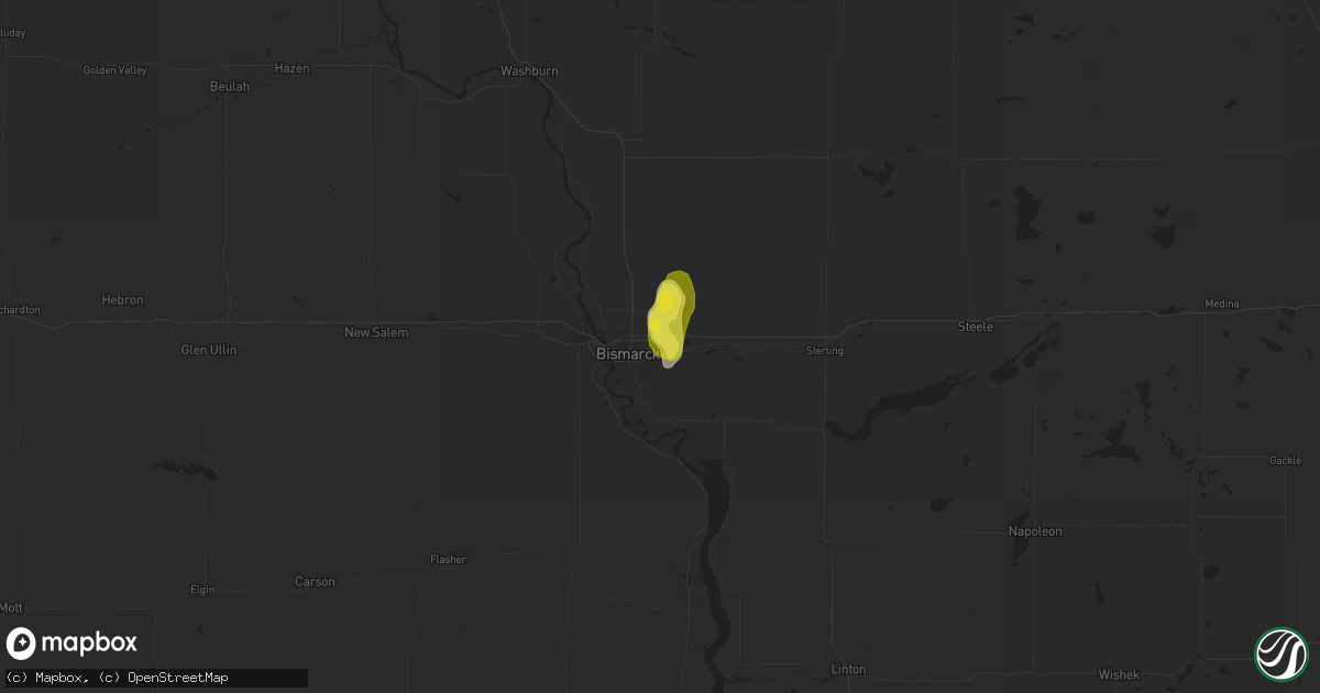 Hail map in Bismarck, ND on July 31, 2017