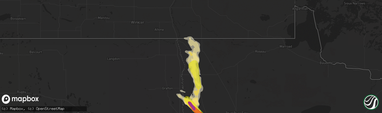 Hail map in Hallock, MN on July 31, 2017