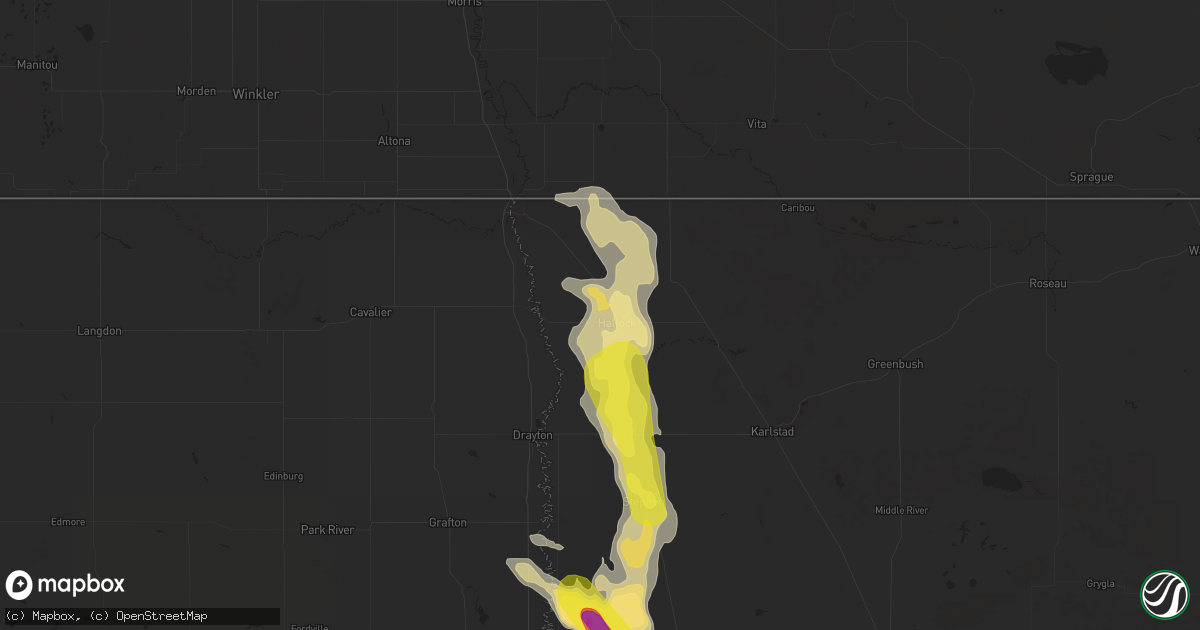 Hail map in Hallock, MN on July 31, 2017