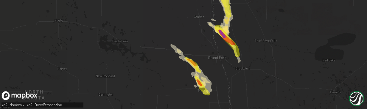 Hail map in Larimore, ND on July 31, 2017