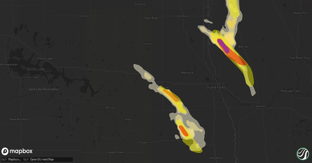 Hail map in Larimore, ND on July 31, 2017