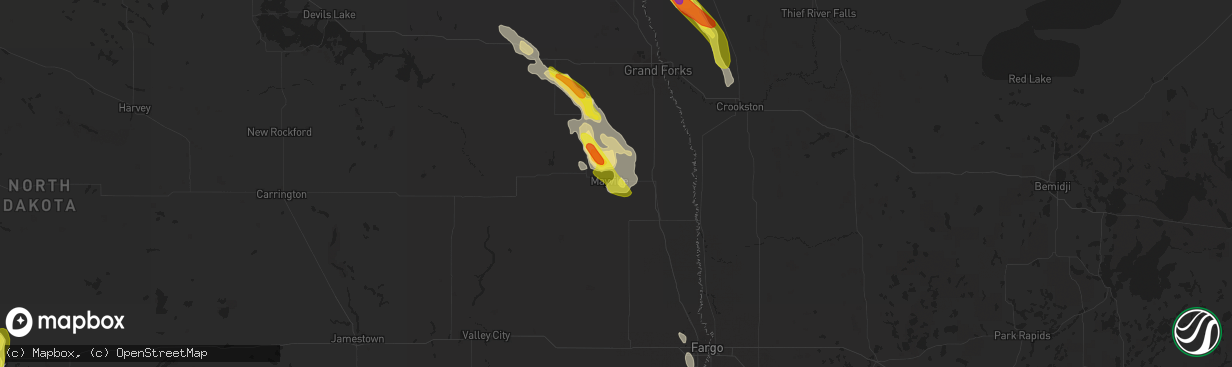 Hail map in Mayville, ND on July 31, 2017